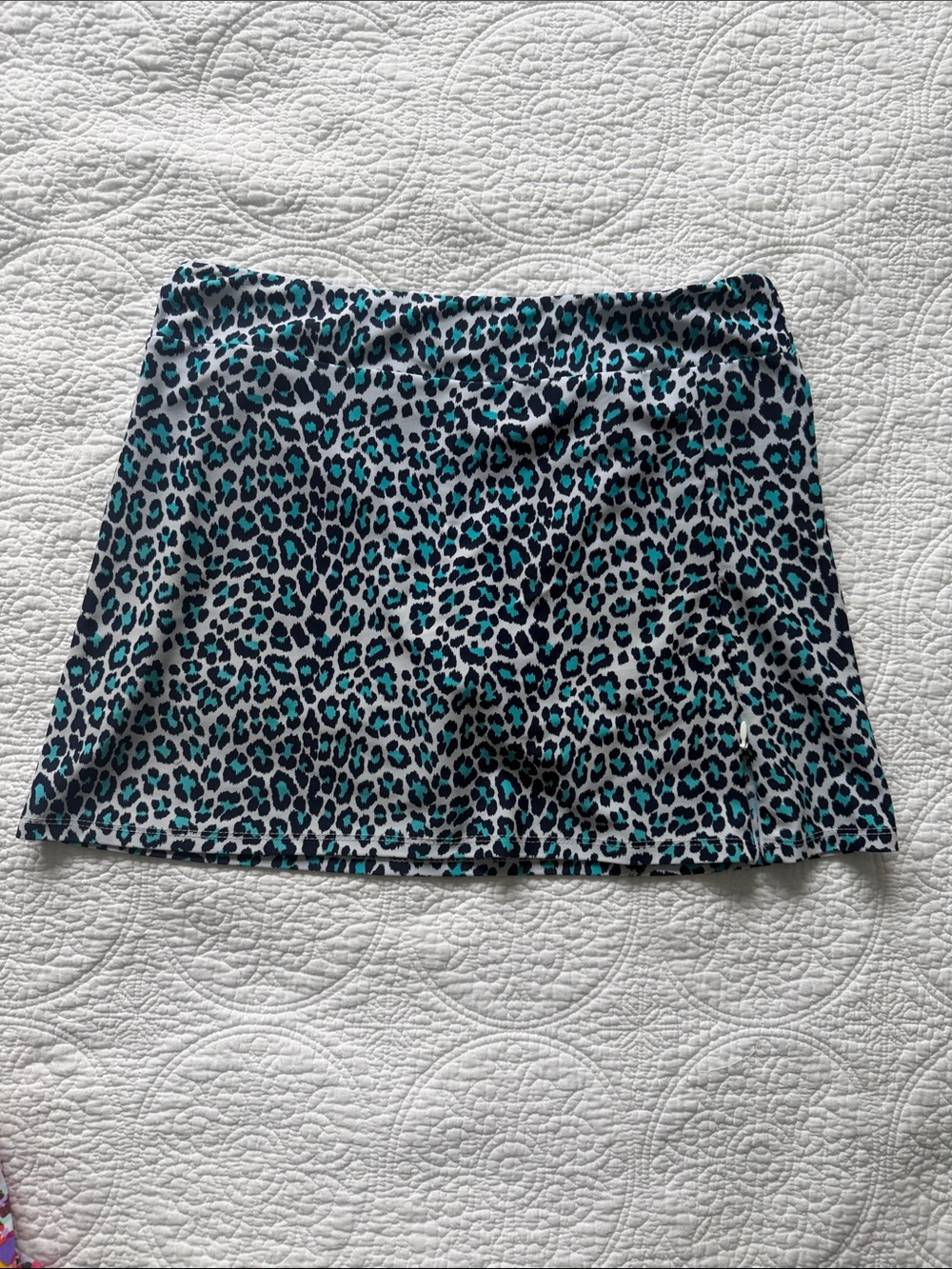 Jude Connally Teal and Black Leopard Print Skort